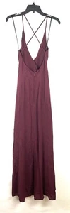 WAYF Women’s Sleeveless V Neck Burgundy Long Dress Size Small - Picture 1 of 2