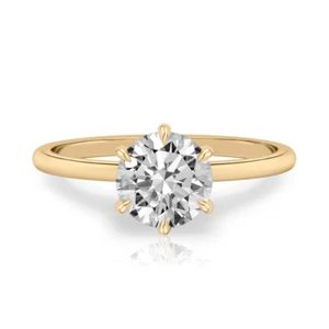 1 Ct Round Cut Lab Grown IGI Diamond Engagement Ring 18K Yellow Gold - Picture 1 of 11