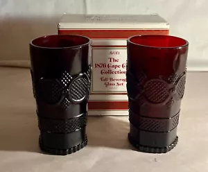 2 Avon Ruby Cape Cod 5 1/2" 12 oz. Vasos planos en caja original - Imagen 1 de 1