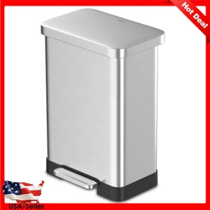 20 Gallon Trash Can Stainless Steel Step On Kitchen Soft-Close Lid Non Skid Base - Picture 1 of 10