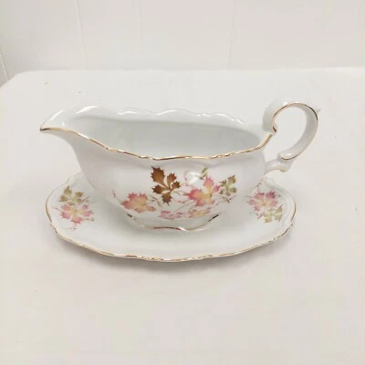 Mitterteich Meissen Floral Oro Baviera Alemania - BOTE GRAVY Hojas de Otoño Raro Foto 1 de 4