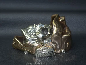 Exquisite Kupfer Bronze Schädel mechanische Maske Kunstwerk Sammlerstück EDC Spielzeug Geschenk - Bild 1 von 11