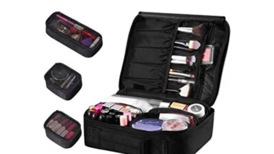 Etereauty  Travel Makeup Cosmetic Jewelry Toiletry Organizer Bag w/3 Cases Train - Image 1 of 3