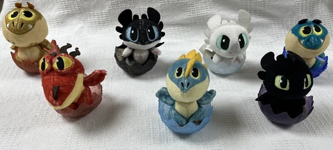 How To Train Your Dragon Eggs With Plushies Lot Of 7 Toothless Hookfang Cover