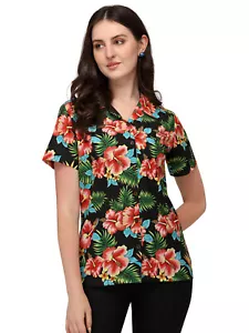 Women's Short Sleeve Casual Aloha Beach Button Down Hawaiian Shirt - Picture 1 of 32