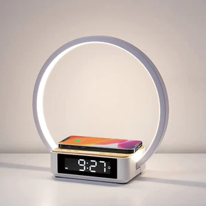 Touch Control Bedside Lamp with Wireless Charger Alarm Clock and Wake-Up Light - Picture 1 of 10