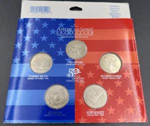 American Spirit 1999 State Quarter 5 BU UNC Coin Set in Gift Card Hallmark - Picture 1 of 5