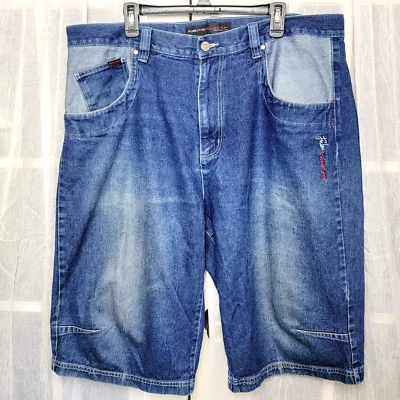 FUBU коллекции Y2K мешковатые джинсовые шорты мужской размер 42 90-х длиной свободного хип-хоп - Изображение 1 из 4