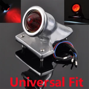 12V Chrome Retro Red LED Light Rear Brake Tail Light For Harley Suzuki Kawasaki - Bild 1 von 11