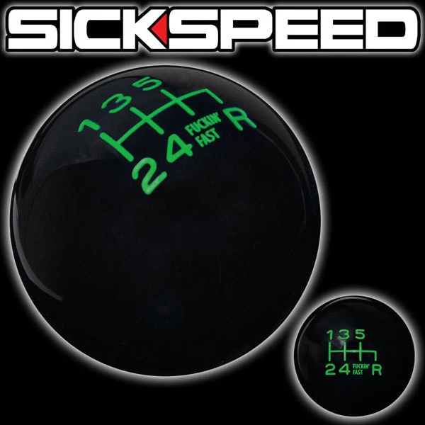 BLACK/GREEN FING FAST SHIFT KNOB FOR 6 SPEED SHORT THROW SHIFTER - Image 1 of 1