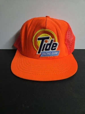 РЕДКАЯ ВИНТАЖНАЯ 70-х 80-х годов оригинальная оранжевая вышитая сетчатая бейсболка Tide Racing Team  - Изображение 1 из 4