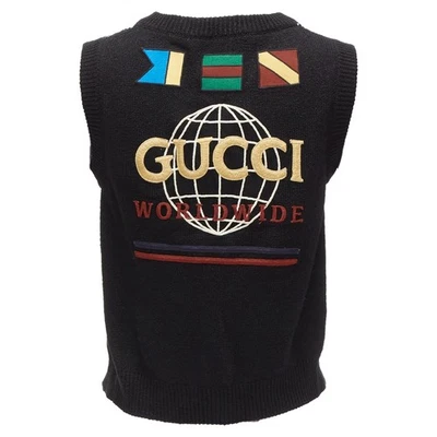Gucci Plata Diamong Argyle Floral Embellecido Suéter Chaleco Mujer Negro Talla 34 Foto 1 de 4