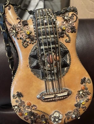 Mary Francis Guitar Beaded Handbag, Embellished Leather. Rare Style With COA - Image 1 of 4