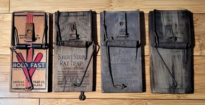 Lot of (4) Vintage Wooden Rat Traps - Picture 1 of 6