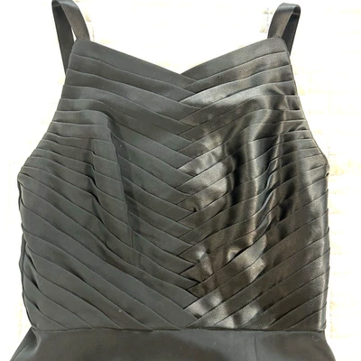 Formal Maxi Gown Dress Black Column High Slit Regency Goth VTG Small 6 Nightline — 第 1/4 张图片