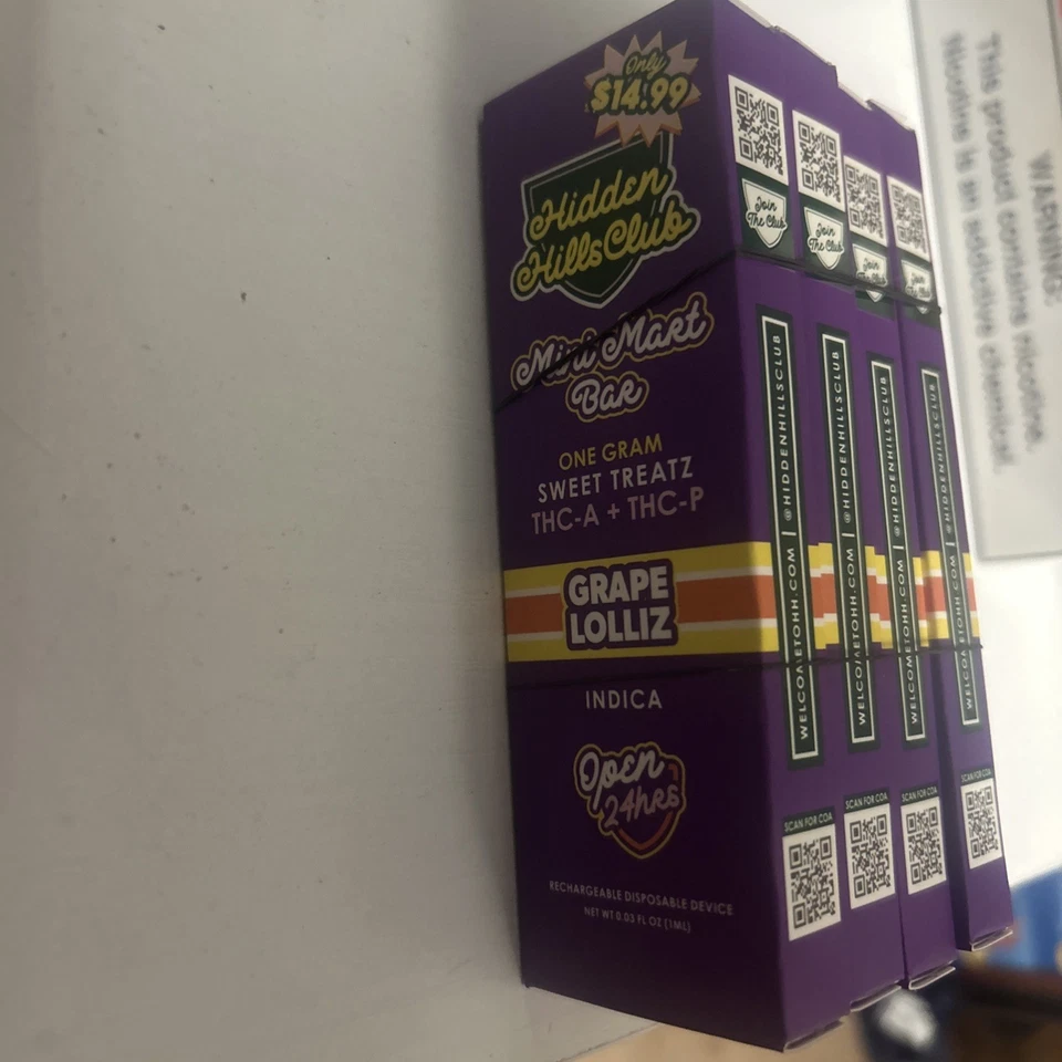 Disposable Pens 1g X 4 Grape Lolliz Mini Mart Bar - Image 1 of 3