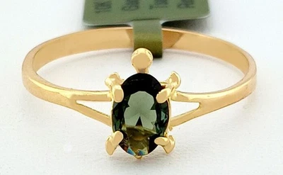 GENUINE 0.72 Cts TSAVORITE TURTLE RING 10K GOLD - Free Certificate Appraisal - Image 1 of 4