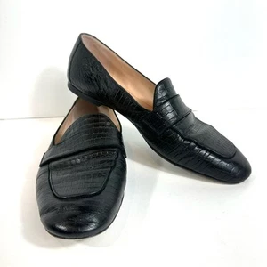 Stuart Weitzman Payson Croc Embossed Leather Almond Round Toe Loafers Size 9.5 - Picture 1 of 12