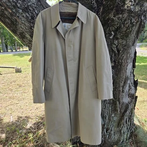 Vintage 90's Men's London Fog Maincoats Trench Coat Size 44 Long Faux Fur Liner - Picture 1 of 15