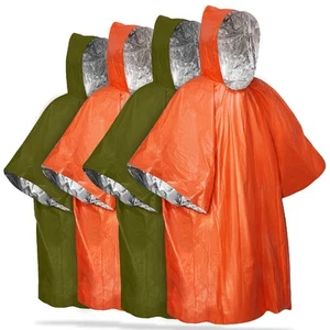 Emergency Rain Poncho [4 Pack] [Retains 90% Body Heat] Reusable Weather Resis... - Picture 1 of 8