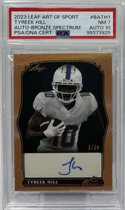 Tyreek Hill Auto PSA 7/10 -2023 Leaf Art Of Sport ‘Bronze’ /30- Dolphins -Pop. 1 - Picture 1 of 8