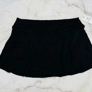 Anne Cole Plus Sized Banded Solid Swim Skirt Black Size 24W New Lined - Picture 1 of 7