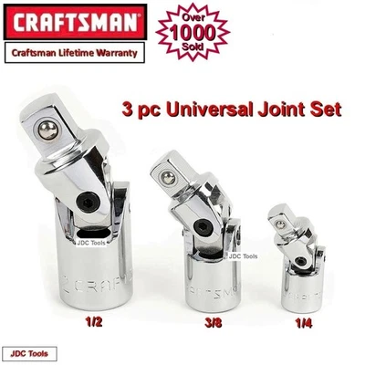 CRAFTSMAN TOOLS 3pc 1/4 3/8 1/2 ratchet wrench universal wobble flex socket set - Image 1 of 3