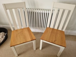 Pair Of M&S Padstow Dining Chairs Cream, Oak - Picture 1 of 10