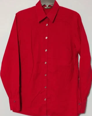 Camisa Eddie Bauer Botones Mujer L Alta Borgoña Manga Larga Elastizada Sin Arrugas Foto 1 de 4