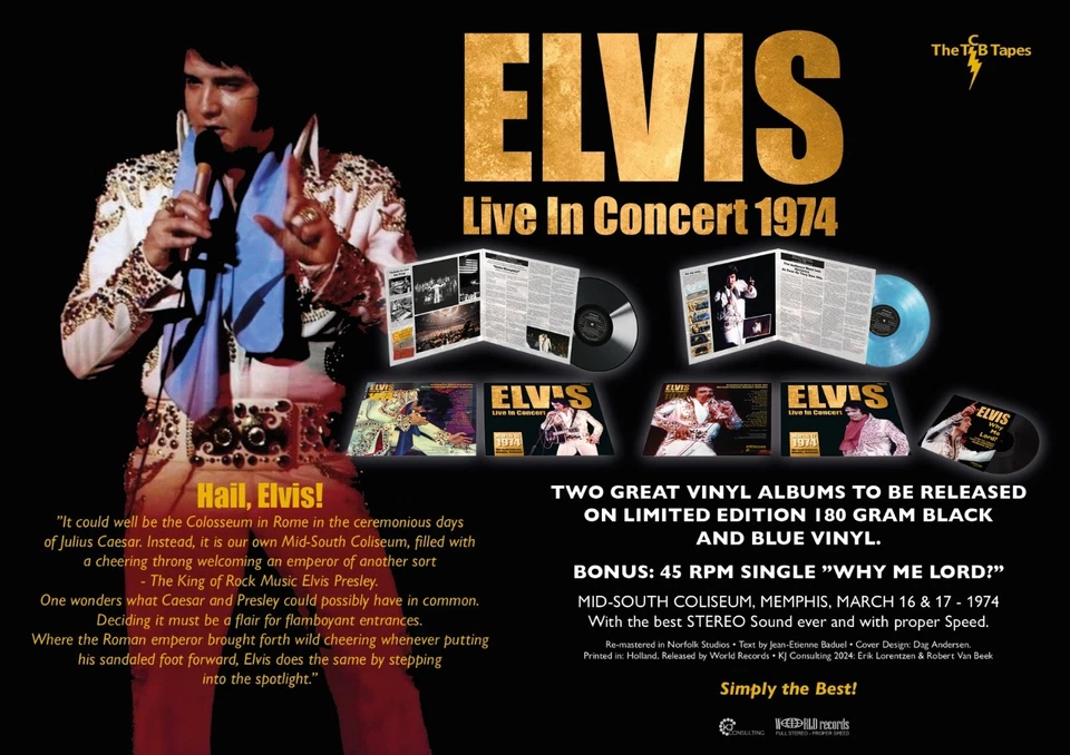 Элвис Пресли 2LP + бонус сингл - Элвис жить на концерте '74 (новый и запечатанный) - Изображение 1 из 1
