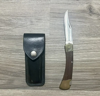 Vintage Buck 110 USA Folding Pocket Knife No Dots 1972-74 Hunter Lockback Sheath - Image 1 of 4