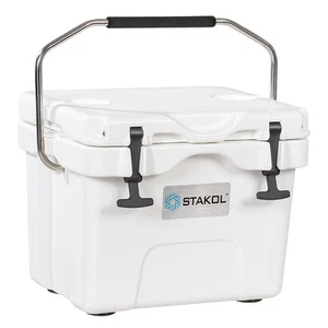 16 Quart Cooler Portable Ice Chest Leak-Proof 24 Cans Ice Box for Camping White - Picture 1 of 12