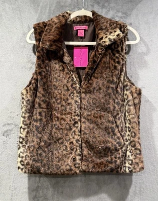 Chaleco Betsey Johnson de piel sintética con estampado de leopardo para mujer talla M nuevo con etiqueta Foto 1 de 4