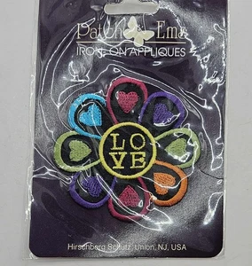 Patch Ems Bügelbild Applikationen LOVE Regenbogenfarben NEU - Bild 1 von 3
