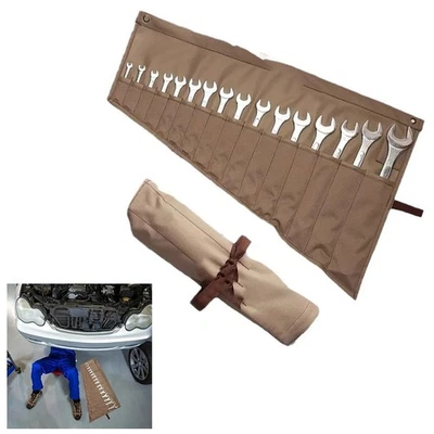 Waxed Canvas Utility Storage Bag Designed to Hold Tools in Its 16 Pocket System - Image 1 of 4