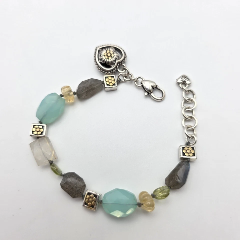 Brazalete Brighton 'American Hero' Piedras Multicolores Cuentas Placa Plata 7.75" Foto 1 de 4