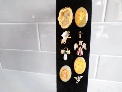 VTG Gold Tone/Silver Tone Angel Lot of 9 Lapel Hat Tac Pins  - Image 1 of 4
