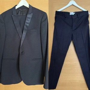 TOPMAN PREMIUM Navy Men’s  Formal Full Suit -Jacket size 40 , Trousers 32S  - Picture 1 of 10