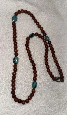 Collar SILPADA N1355 36" Madera, Turquesa Howlita, Plata de Ley Foto 1 de 4