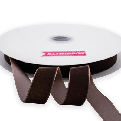 Nylon Velvet Ribbon Single Faced,1 Inch X 25Yards Spool Brown - Image 1 of 4