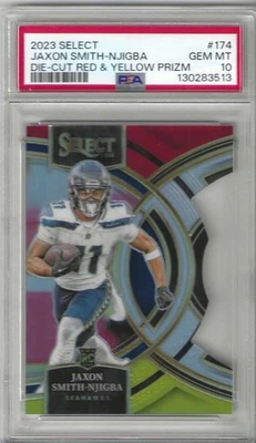2023 Select JAXON SMITH-NJIGBA Rookie Die-Cut Red & Yellow Prizm PSA 10 GEM MINT - Image 1 of 2