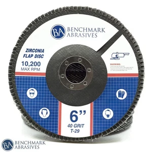 Paquete de 10 discos de lijado Benchmark abrasivos Jumbo Zirconia solapa 6” 40 grano T-29 - Imagen 1 de 6
