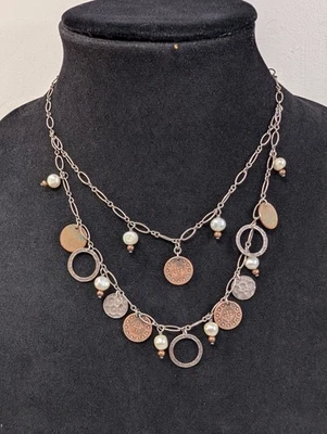 Collar de plata de ley 925 con monedas de cobre de perlas de agua dulce SILPADA  Foto 1 de 4