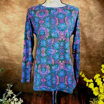 Túnica Retreat Rhonda con cordón dobladillo fuegos artificiales floral M Foto 1 de 4