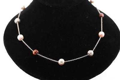 Catenina Argento Sterling Con 8.5mm Multicolore Coltivata Perla D'Acqua Dolce - Immagine 1 di 4