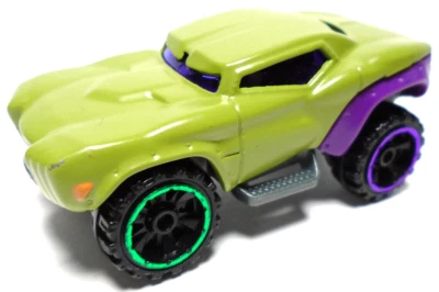 2013 HOT WHEELS MARVEL INCREDIBLE HULK GREEN 1:64 DIECAST 2 5/8" CAR W/ PURPLE - Image 1 of 4