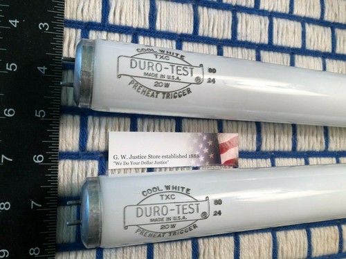 NEW LONG LIFE Cool White fluorescent F20T12/CW Duro-Test 20w light bulb 24" tube