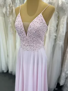 Brautkleid 36/38 S/M Neu Standesamt Abendkleid Rosa Spitze Glitzer Chiffon Sexy - Bild 1 von 11