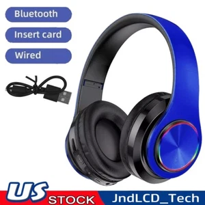 Bluetooth 5.0 On Ear Headphones Foldable Lightweight Noise-Cancelling Headset - Picture 1 of 13