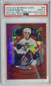 2019 UPPER DECK BUYBACKS Aaron Ekblad PSA 9 AUTO RC #1/2 OPC PLATINUM 2014 - Picture 1 of 3
